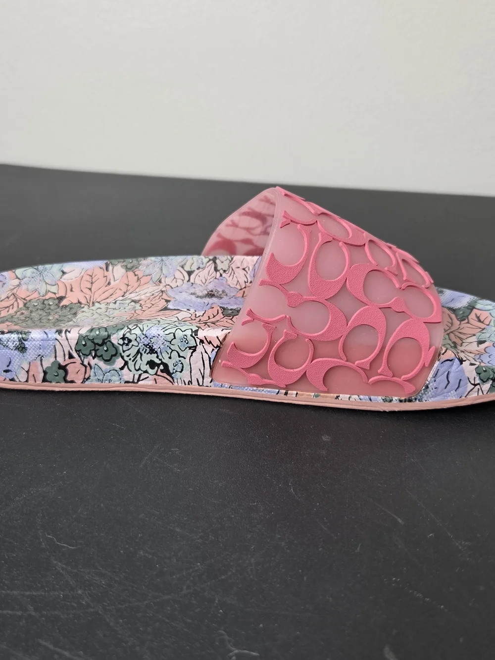 Coach Udele Sport Slide Floral Bottom Pink Rubber Upper